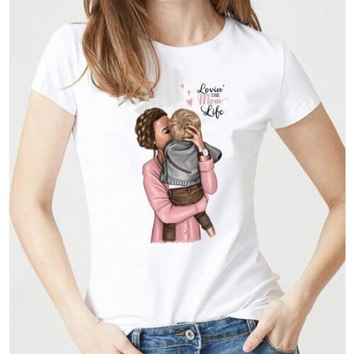 Super Mama T-shirts for Women Mothers Love Print White T-shirt Tee Shirt Femme Cotton Vogue T Shirt Tops Streetwear Clothes