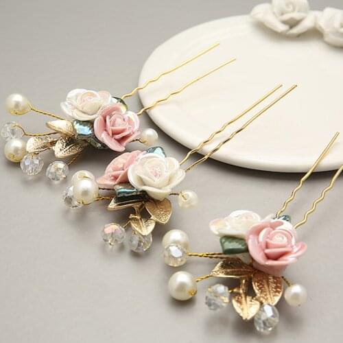 Handmade Leaf Floral Bridal Hairpins Tiaras Crystal Pearl Hair Pins Headdress Wedding Hair Accessories для волос аксессуары 2021