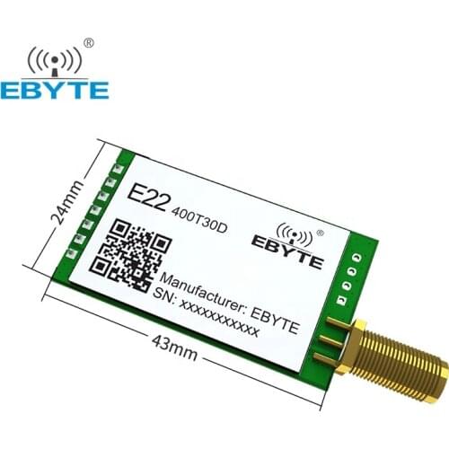 LoRa SX1268 433MHz RF Module Wireless Transmitter Receiver UART DIP 30dBm 1W 8km Long Range EBYTE E22-400T30D SMA-K Antenna