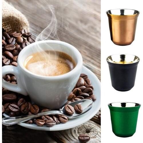 80ml Double Wall Stainless Steel Espresso Cup Insulation Coffee Cup Capsule Shape Cute Thermo Cup Coffee Capsule Mugs