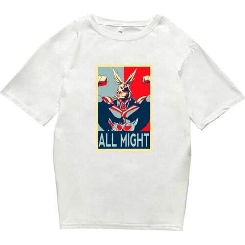 Funny Cool Style Anime T-shirt My Hero Academy Short Sleeve Loose Man and Woman Couple Wear Oversized