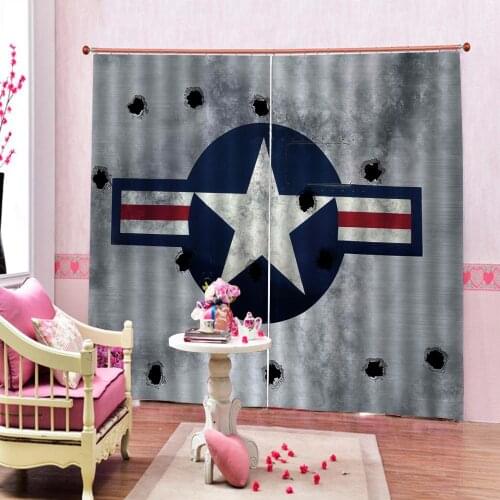 Custom Geometric pentagram Curtain Polyester Fabric Print For Living room bedroom Blackout Window Drapes Home Indoor Decor Sets