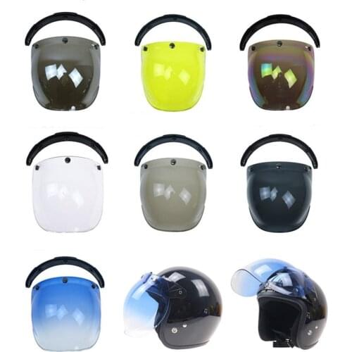 3-snap Flip Up Lens Bubble Visor Open Face Helmet Visor Vintage Retro Motorcycle Helmets Bubble Shield Visors Lens Capacete