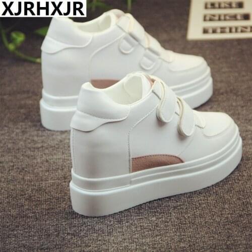 White Shoe Female 2020 New All Match Korean Muffin Thick Bottom Increased 8cm Shoe Woman Wedge Height Increase Shoe Size 35-40