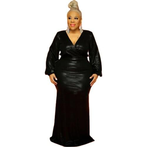 Plus Size Maxi Dress for Women Ladies Femme Sexy V Neck Large Size Oversized 3XL 4XL 5XL Long Party Bodycon Clubwear Dress 2021