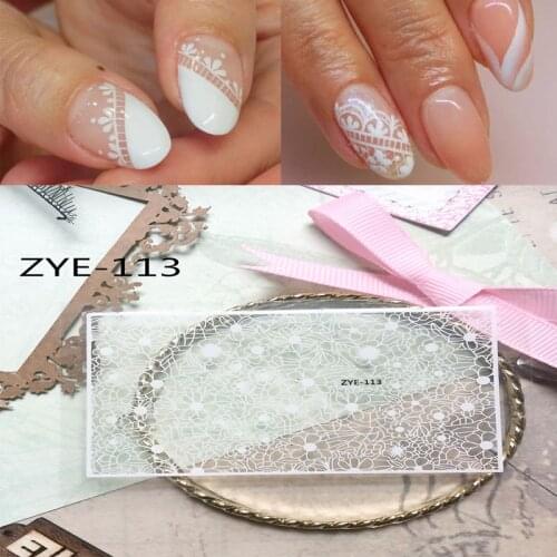 1 Sheet Black/White Lace Flower Leaf Image Nail Stickers Varnish Adhesive Sticker Decals DIY Manicure Nail Decoration Tips ZYE