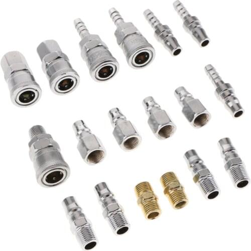 18x SilverQuick Coupler Set Air Hose Connector Fittings 1/4 Air Tools