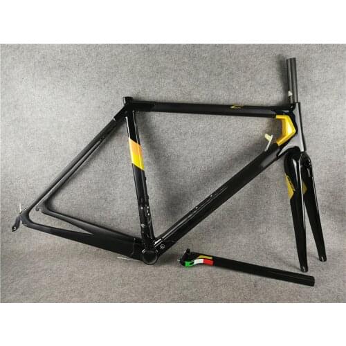 2021 V Brake Carbon Frame C64 Bike Frames Full Carbon Fiber Bicycle Frameset With Black-Orange Color BB386