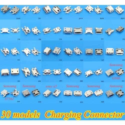 Best 30models wholesale Micro USB 5Pin jack tail sockect, Micro Usb Connector port sockect for Samsung Lenovo Huawei ZTE HTC