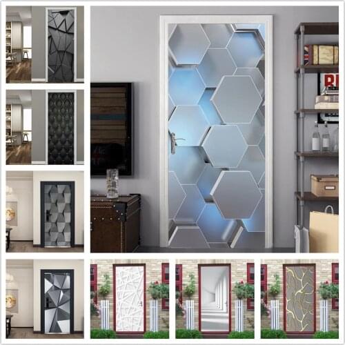 3D view hexagon door Sticker Car Sticker Vinyl peeling wallpaper waterproof detachable customizable poster home decoration