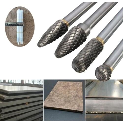 4pcs 6mm Head Tungsten Carbide Rotary Point Burr Die Grinder Abrasive Tools Metalworking Milling Carving Cutter Bits Tools Hot
