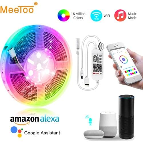 5050 RGB LED Strip WiFi Tape RGBW 5M 12V Flexible Neon Ribbon LED Light Strip APP Remote Control Works With Alexa Google Home