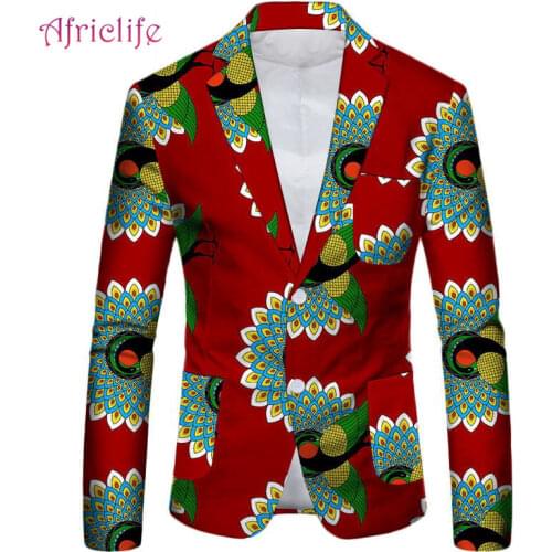 African Dresses for Men Print Tops Coat Plus Size Custom Dashiki Blazer Jacket for Male Wedding Party Formal Occasions WYN478