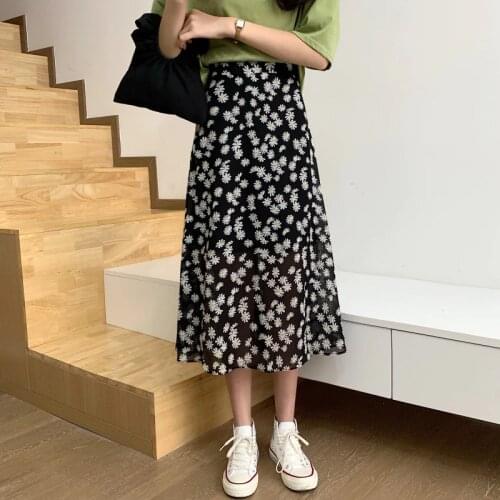 Bohemia Beach Skirts ChiffonWoman Skirts 2021 Summer Female Casual Elastic Waist Vintage Printed Floral Casual Skirt Ropa Mujer