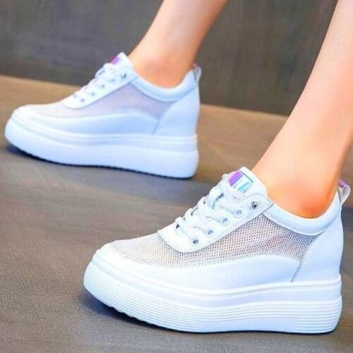 Casual Shoes Womens Breathable Cow Leather Sandals Platform Wedge Fashion Sneakers Summer Ankle Boots 34 35 36 37 38 39