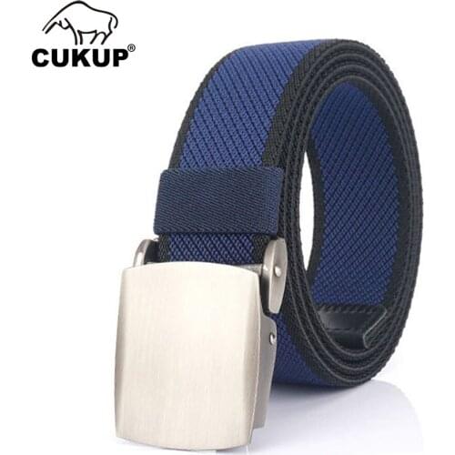 CUKUP Quality Design function Belt Elastic Belts Zinc Alloy Automatic Buckle Metal Male Waistbands Accessories for Men CBCK228