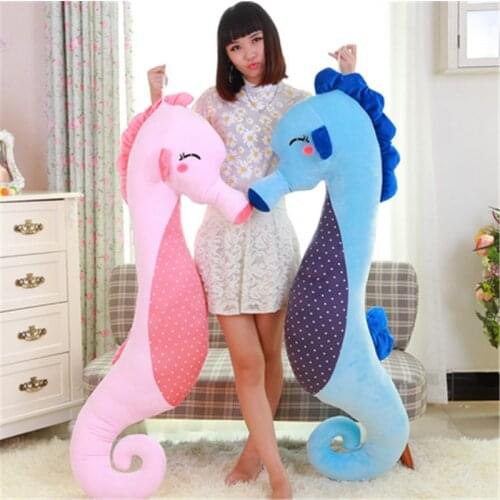 Fancytrader Giant Anime Sea Horse Plush Pillow Big Stuffed Soft Hippocampus Toys Cushion for Gifts