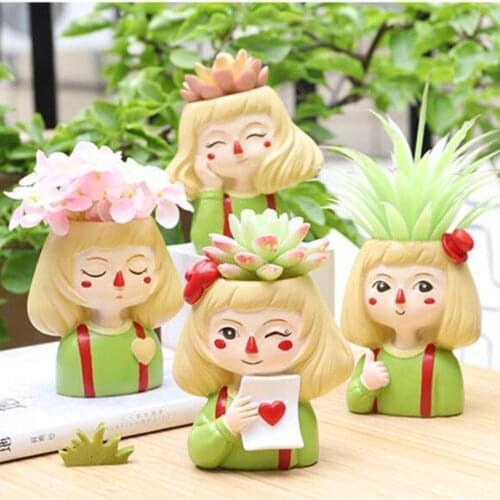 Resin Face Planters Pots Head Sculpture Succulent Cactus Flowerpot Plant Pots Garden Office Decor Indoor Desk Decor
