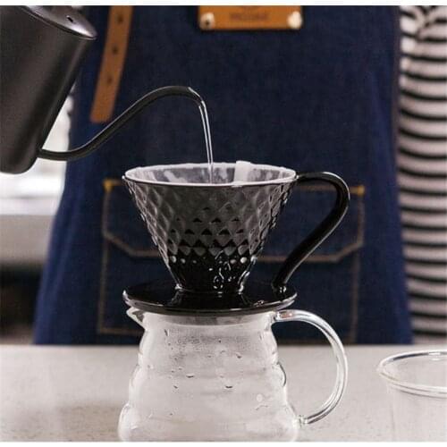 Ceramic Coffee Dripper Engine V60 Style Coffee Drip Filter Cup Permanent Pour Over Coffee Maker with Separate Stand for 1-4 Cups