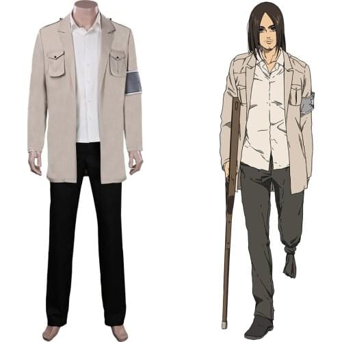 2021 Attack on Titan Cosplay Shingeki No Kyojin Eren Cosplay Costume Coat Jacket Pants Full Suit