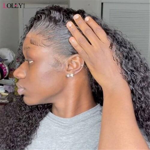 Deep Wave Lace Front Wig Indian Transparent Lace Closure Wig Lolly Human Hair Wigs For Black Women Remy Wig Pre Plucked Wigs