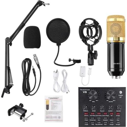 BM 800 Microphone Studio Recording Kits bm800 Condenser Microphone for Computer Phantom Power bm-800 Karaoke mic Sound Card