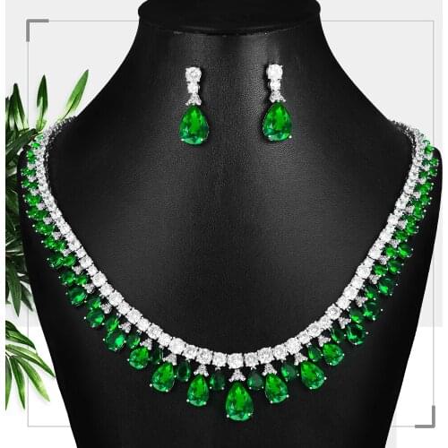 Missvikki Luxury Nigeria 2pcs Bridal Wedding Necklace Earrings Cubic Zirconia Jewelry Sets For Women Party Luxury Jewelry Set