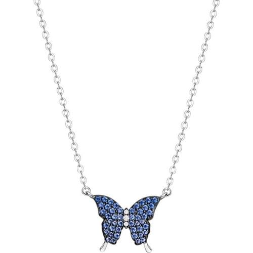 Fashionable And Elegant Style Butterfly With The Blue Crystal Gift Pendant Necklace