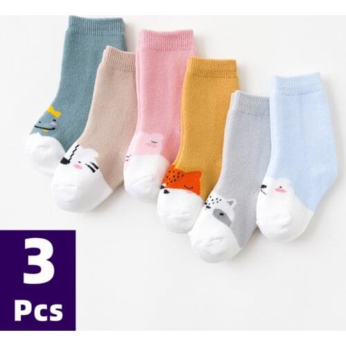 3Pairs/set Newborn Baby Boy Socks Cotton Baby Girl Socks Autumn Winter Baby Socks for Girls Cartoon Animal Infant Thing