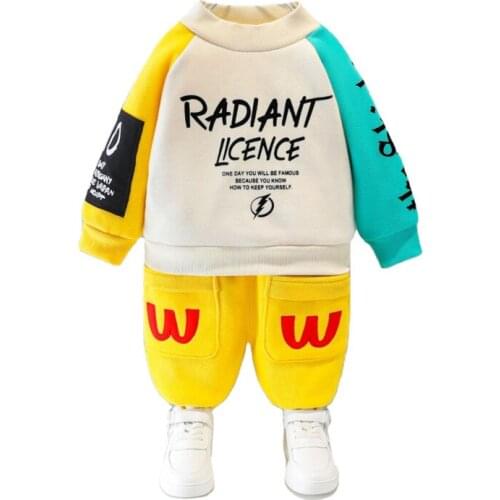 New Winter Fashion Baby Girls Clothes Suit Children Letter Thick T-Shirt Pants 2Pcs/set Infant Boys Clothing Kids Casual Costume