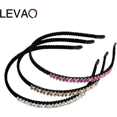 LEVAO Rhinestone Headbands Thin-edge For Women Hair Accessories Headdress Fashion Crystal Hair Bands Sparkly Hair Hoop