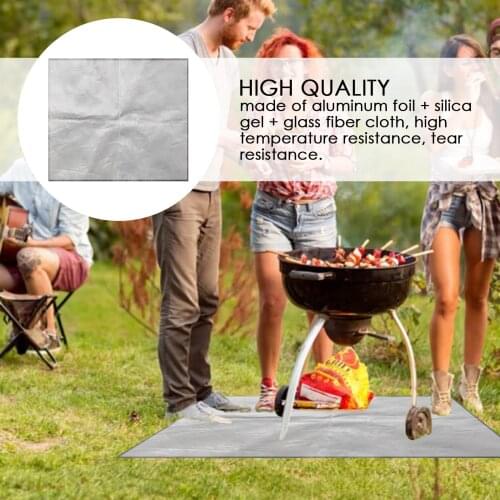 Fire Pit Mat For Wood Burner 100x100cm Picnic BBQ Heat Insulation Pad Flame And High Temperature Resistant Silicone Coated Rugs