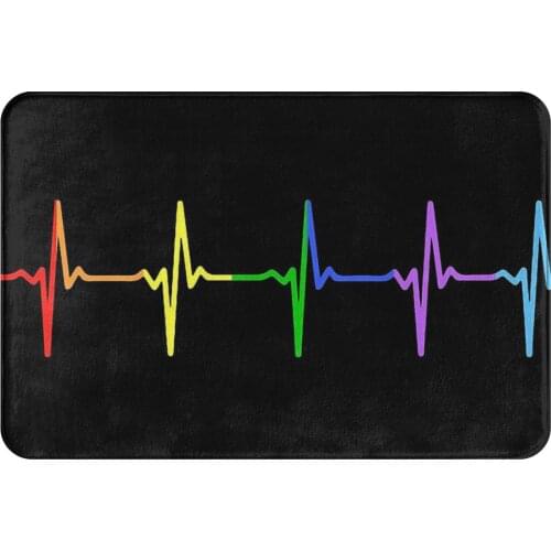 LGBQ Flag Anti-Slip Doormat Kitchen Mat Rainbow Pulse Hearbeat Balcony Carpet Entrance Door Rug Home Decorative