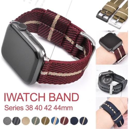 Nylon Watchband for Iwatch 44mm 42mm 40mm 38mm Nylon Bracelet Band for Apple Watch 6 5 4 3 SE Braided Sport Strap Accessories