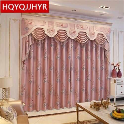 European 3D luxury jacquard blackout curtains for living room high-quality elegant decorative curtains for bedroom apartments
