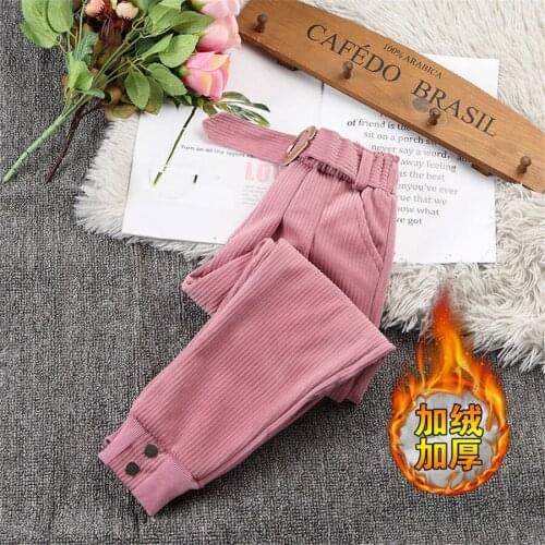 New 2021 Autumn Winter Children Pants Corduroy Kids Clothes Girls Trousers Harem Pants Toddlers Thick Warm Fleece Good Pants