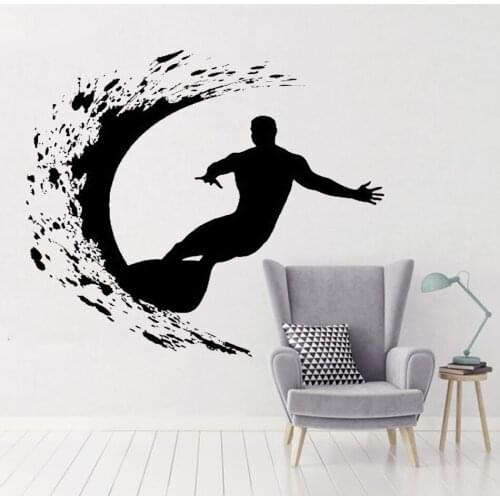 Sport Series Wall Decal Extreme Surfer Adventure Surfing Wall Sticker Vinyl Art Design Wall Mural Home Bedroom Decoration Y-957