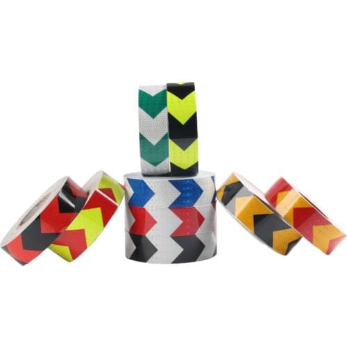 5cmx9m Safety Caution WarningTape arrow Trailer Tractor Truck Reflectors harika mark stickers on grab excavator red/white