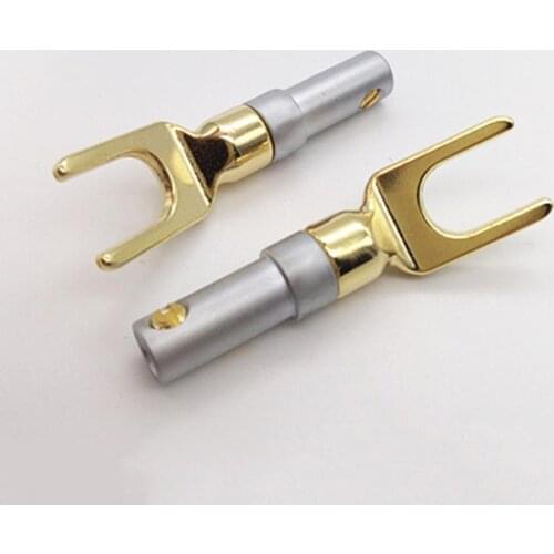 4mm Y/U Type Spade Fork Banana Plug Audio Speaker Cable Wire Connector Adapter