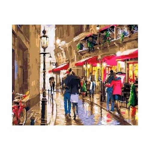 Lovers in the Street Diy digital coloring paint by numbers wall art paintings for living room hand painted on canvas home decor