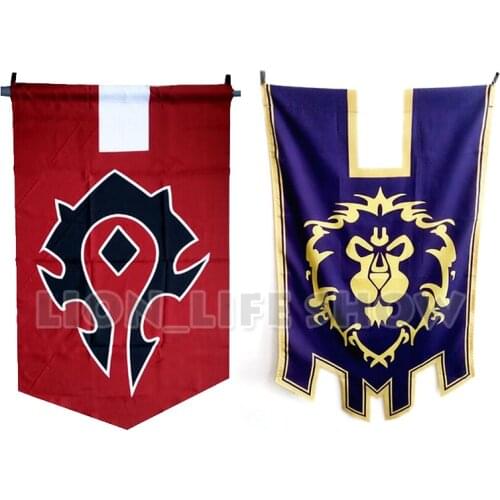 World of Warcraft WOW Alliance Horde Banner Flag Dacron Blue Home Decor Cosplay Accessory
