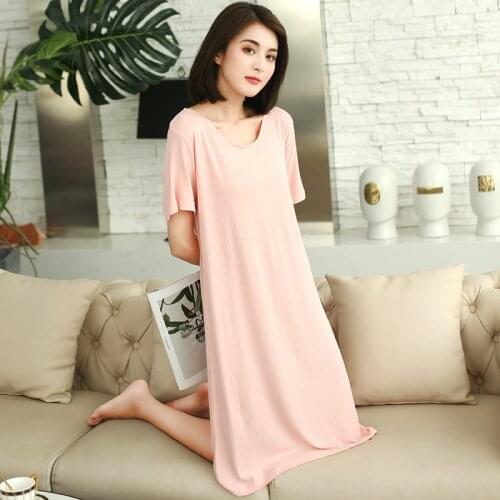 Nightdress female summer can wear large size long nightdress female modal ice silk pajamas modal nightdress