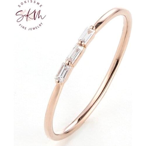 SKM delicate diamond rings for women 14k rose gold brand designer Engagement rings designer Promise Luxury Fine Jewelry