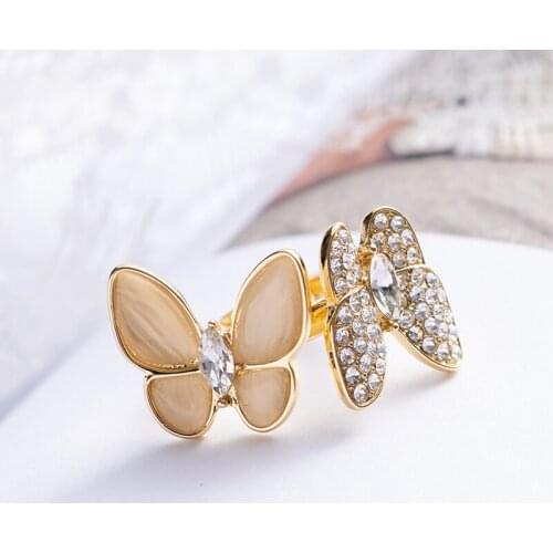 Natural Opal Zircon Butterfly Ring Original Quality Luxury Adjustable Rings for Women Fashion Brand Jewelry anillos Z394