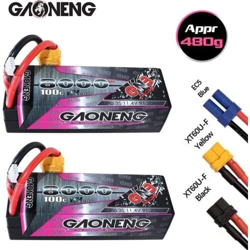 1/2/3PCS GAONENG GNB 11.4v 8000mAh 100C PLUS LiPo Battery For RC Car Racing Spare Parts With Shell Upgrade LiHV 3S Battery
