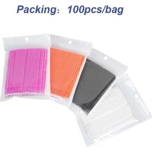 100pcs Disposable Eyelash Stick Portable Dentist Eyelash Extension Brush Cotton Swab Makeup Cosmetic Tools Supplies Micro Brush