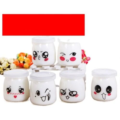 5pcs Random Pattern 200ml Lovely Pudding Bottle Glass Heat-resistant Yogurt Containers DIY Cooking Milk Jelly Jar