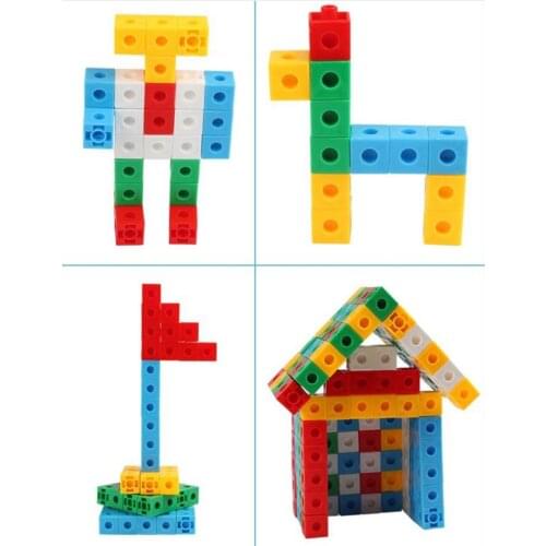 50Pcs Linking Snap Math Counting Blocks Cubes Manipulative Math, 5 Colors