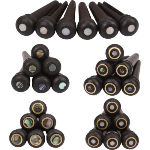 6pcs Guitar Bridge End Pin Nut For Acoustic Guitar Black Ebony Shell
