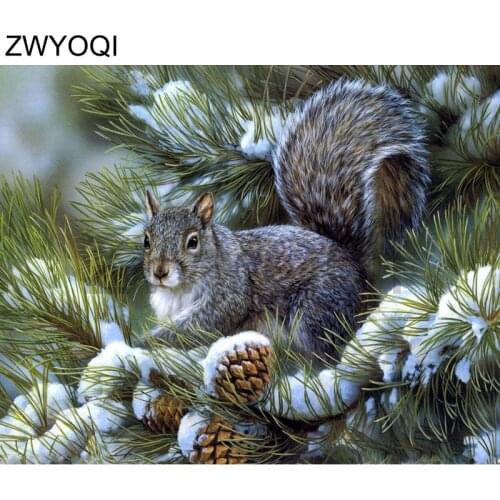 DIY 3D Diamond mosaic Full Round Diamond embroidery Cross stitch squirrel pine Full Square Diamond painting squirrel Pine cone
